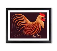 The Vivacious Rooster BLK Framed Print | A3 Black Framed Wall Art | Ready to Hang | Modern Animal Picture | Living Room Bedroom Lounge Office