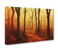 The Vivid Autumn Forest Canvas Print | Gallery Wrapped 30mm Frame Wall Art | 30x20 inches | Ready to Hang | Contemporary Landscape Picture | Living Room Bedroom Lounge Office