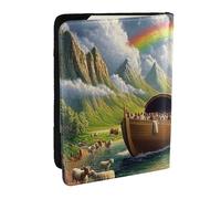 The Vivid Noah's Ark Printed Passport Holder,Travel Pu Leather Passport Cover Case Organiser for Men Women,6.5 Inch