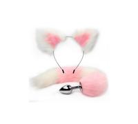 The Vixen Foxtail Butt Plug and Ears (Pink and White)
