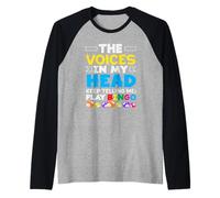 The Voices In My Head Keep Telling Me Play Bingo Raglan Baseball Tee