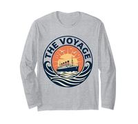 The Voyage Vintage Ocean Liner Sunset Retro Poster Long Sleeve T-Shirt