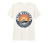 The Voyage Vintage Ocean Liner Sunset Retro Poster Premium T-Shirt