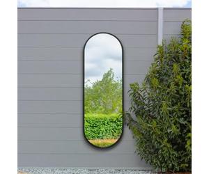 The Vultus - New Black Metal Framed Double Arched Garden Wall Mirror 63" X 22" (160CM X 55CM) Suitable for Outside and Inside