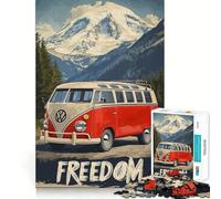 The VW Bulli Bus Travel Poster Jigsaw Puzzles for Adults1000 Pieces Boost Memory Soothing Fun Premium Cut Thoughtful Gift (50x75cm)
