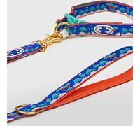 The Wagging Blue Signature Dog Leash - 63in Durable Double-Sided Jacquard Webbing, Ergonomic 0.8in Grip, Safety-Tested Hardware - Made in Korea (Basic, Ilwolobongdo)