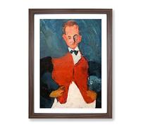 The Waiter By Chaim Soutine Classic Painting Framed Print | A4 Walnut Framed Wall Art | Ready to Hang | Classic Historical Picture | Living Room Bedroom Lounge Office