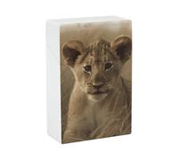 The Waiting Lion Cub Cigarette Case for Regular King Size 85mm 20 Capacity Push to Open Hard Shell Cigarette Box Portable & Waterproof Cigarettes Case for Men Women Pocket Cigarettes Holder, Cig Acces