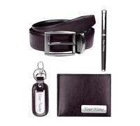 The Wallet Store Personalized Wallet Pen Key Chain & Belt Gift Set | with Name | Leather Hamper | Best Combo for Brother, Husband, Father, Boyfriend