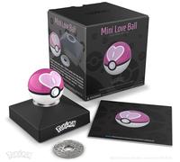 The Wand Company Pokémon Trainer Mini Poké Ball Replica - Realistic, Electronic, Die-Cast Poké Ball with Display Stand Light Features (Mini Love Ball)