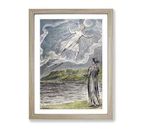 The Wandering Moon By William Blake Classic Painting Framed Wall Art Print, Ready to Hang Picture for Living Room Bedroom Home Office Décor, Oak A3 (34 x 46 cm)