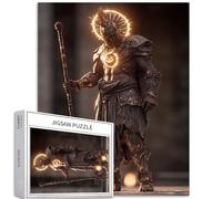 The Warrior Forgotten by The Gods 1000 Piece Jigsaw Puzzles for Adults Pumpkin Rune Art Jigsaw Puzzle Challenging Family Activity Games Colorful DIY Craft Puzzle for Home Decor Gifts 20×27 Inches