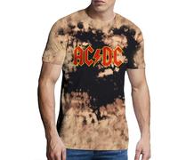 The Wash Collection Dip Dye Logo T-Shirt AC/DC Tan S