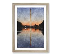 The Washington Monument Vol.2 Painting Framed Print | A2 Oak Framed Wall Art | Ready to Hang | Modern Cityscape Picture | Living Room Bedroom Lounge Office