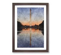 The Washington Monument Vol.2 Painting Framed Print | A2 Walnut Framed Wall Art | Ready to Hang | Modern Cityscape Picture | Living Room Bedroom Lounge Office