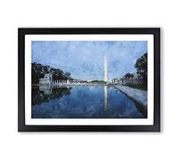 The Washington Monument Vol.4 Painting Framed Print | A2 Black Framed Wall Art | Ready to Hang | Modern Cityscape Picture | Living Room Bedroom Lounge Office
