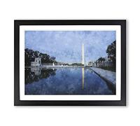 The Washington Monument Vol.4 Painting Modern Art Framed Print | A4 Black Framed Wall Art | Ready to Hang | Modern Cityscape Picture | Living Room Bedroom Lounge Office