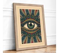 The Watchful Eye Eclectic Framed Wall Art Print A1 (84.1×59.4cm) Oak, Wall Decor for Living Room, Bedroom, Office & Home, Ready to Hang, Art Gift