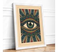 The Watchful Eye Eclectic Framed Wall Art Print A4 (29.7×21cm) White, Wall Decor for Living Room, Bedroom, Office & Home, Ready to Hang, Art Gift