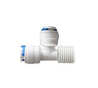 The Water Filter Men T Fitting, Brass, 1/4" Pushfit Connectors, 3/8" Thread Ports, White, Water Pipe Fitting