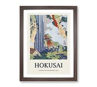 The Waterfall In Ono On The Kisokai Road By Katsushika Hokusai Exhibition Museum Asian Japanese Framed Wall Art Print, Ready to Hang Picture for Living Room Home Office Décor, Walnut A3 (34 x 46 cm)