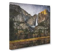 The Waterfall In Yosemite Canvas Print | Gallery Wrapped 30mm Frame Wall Art | 14x14 inches | Ready to Hang | Modern Landscape Picture | Living Room Bedroom Lounge Office