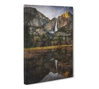 The Waterfall In Yosemite Painting Modern Canvas Wall Art Print Ready to Hang, Framed Picture for Living Room Bedroom Home Office Décor, 24x16 Inch (60x40 cm)