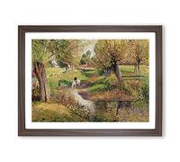 The Watering Place By Camille Pissarro Classic Painting Framed Print | A2 Walnut Framed Wall Art | Ready to Hang | Classic Historical Picture | Living Room Bedroom Lounge Office