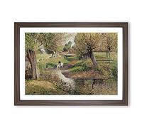 The Watering Place by Camille Pissarro Framed Print | A2 Walnut Framed Wall Art | Ready to Hang | Modern Nature Picture | Living Room Bedroom Lounge Office