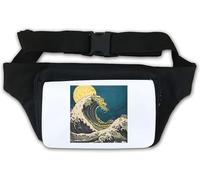 The Wave and Moon Tsunami Art Japan Waist Bag Fanny Pack White