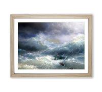 The Wave By Ivan Aivazovsky Classic Painting Framed Print | A4 Oak Framed Wall Art | Ready to Hang | Classic Nautical Picture | Living Room Bedroom Lounge Office