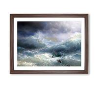 The Wave By Ivan Aivazovsky Classic Painting Framed Print | A4 Walnut Framed Wall Art | Ready to Hang | Classic Nautical Picture | Living Room Bedroom Lounge Office