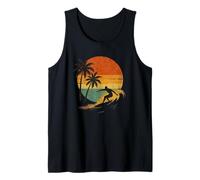 The Wave Horse Riding Holiday Caribbean South Sea Palm Trees Beach Surfer Tank Top
