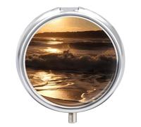 The Waves are Moving Pill Box Cute Round Pill Case Portable Medicine Tablet Vitamin Holder Organizer for Purse Pocket