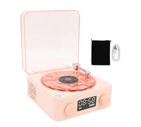The Waves Bluetooth Speaker, Portable Four Modes Wireless Vintage Record Player, Waves Retro Record Player with Adjustable Lights, Sea White Noise for Bedroom, Party (Pinkish)