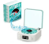 The Waves Bluetooth Speaker, Portable Four Modes Wireless Vintage Record Player, Waves Retro Record Player with Adjustable Lights, Sea White Noise for Bedroom, Party (White)