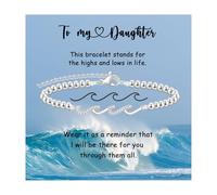 The Waves of Life We've Through Together Bracelet Gifts for Women Wave Bracelet for Bestie Mom Sister Daughter Birthday Christmas Valentines Day Mothers Day, 5 UK, Stainless Steel, no gemstone