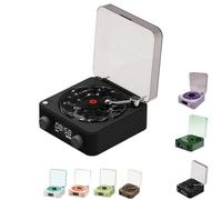 The Waves Vinyl Player Bluetooth Speaker,2025 New Portable Vintage Vinyl Speaker with Adjustable Light and Time,Music Player with 4 Modes,Vintage Record Model Players for Bedroom, Party (Black)