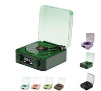 The Waves Vinyl Player Bluetooth Speaker,2025 New Portable Vintage Vinyl Speaker with Adjustable Light and Time,Music Player with 4 Modes,Vintage Record Model Players for Bedroom, Party (Dark Green)
