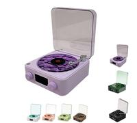 The Waves Vinyl Player Bluetooth Speaker,2025 New Portable Vintage Vinyl Speaker with Adjustable Light and Time,Music Player with 4 Modes,Vintage Record Model Players for Bedroom, Party (Purple)
