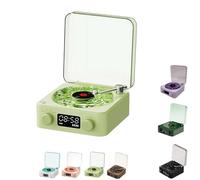 The Waves Vinyl Player Bluetooth Speaker,2025 New Portable Vintage Vinyl Speaker with Adjustable Light and Time,Music Player with 4 Modes,Vintage Record Model Players for Bedroom, Party (Green)
