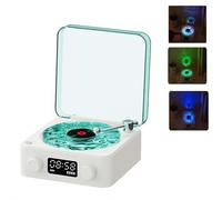 The Waves Vinyl Player,Waves Bluetooth Speaker, 2025 New Portable Four Modes Wireless Vintage Vinyl Record Player with 3 Adjustable Light and Time for Bedroom, Office, Party