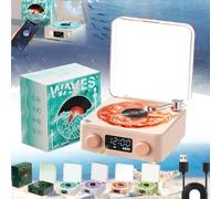 The Waves Vinyl Player,Waves Bluetooth Speaker with Adjustable Ambient Lights,Portable 4 Modes Wireless Vintage Vinyl Record Player,Compatible with Bluetooth, TF,AUX Mode, Record Player Bluetooth