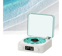 The Waves Vinyl Record Player, Retro Bluetooth Turntable Speaker with 4 Sounds of Nature, Wireless Stereo Sound, Sleep Aid White Noise, RGB Light, and Subwoofer, Support TF Card (White)