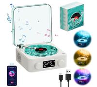 The Waves Vinyl Record Player, Retro Turntable Speaker with 4 Sounds of Nature Retro Bluetooth Record Player With Speaker and RGB Light Wireless Bluetooth Speaker Stereo Sound Sleep Aid (Blue)