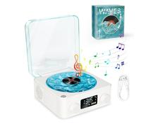 The Waves Vinyl Record Player with RGB Light, 2025 New Home Audio Record Players, 3 Mode Stereo Sound Sleep Aid with 4 Sounds of Nature, Portable Waves Vinyl Speaker with BT, TF, AUX Mode