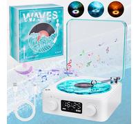 The Waves Vinyl Record Player with RGB Light, Bluetooth Speaker, 3 Mode Stereo Sound Sleep Aid with 4 Sounds of Nature, Portable