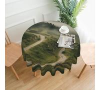 The Way Down The Mountain Printed Round Tablecloth,Dust-Proof Wrinkle Resistant Table Cover Washable Polyester Table Cloth For Kitchen Dining Room Farmhouse Picnic Indoor Outdoor(Round 60 Inch)