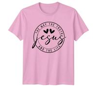 The Way The Truth and The Life Jesus Christian Religion Mens T-Shirt Womens Graphic Tee Faith Scripture Apparel S Light Pink