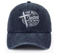 The Way The Truth The Life Baseball Cap for Men Women, Adjustable Cotton Embroidered Christian Jesus Hat, Navy, One size